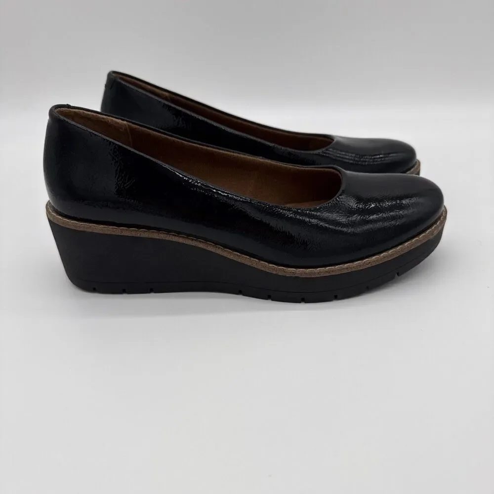 Eurosoft By Soft Faella Wedge Pumps Size 8.5 Patent Leather Black Comfort Shoes